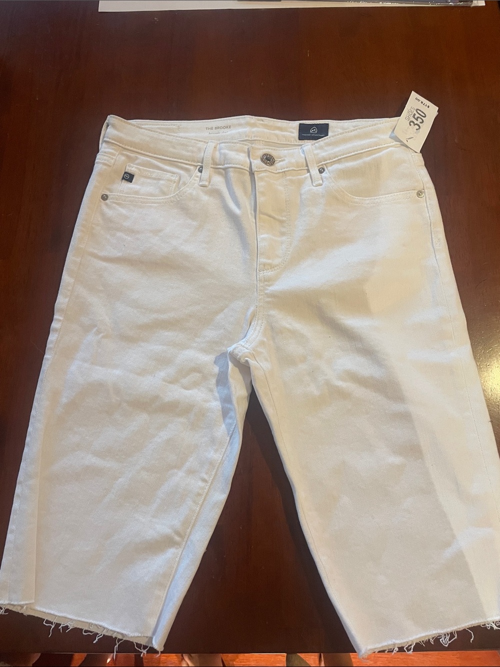 Ag Adriano Goldschmied White Denim Relaxed Shorts